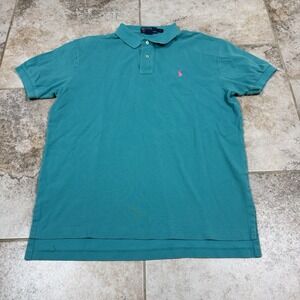 Polo Ralph Lauren Polo Shirt Mens Blue Large Short Sleeve Casual Miami Style